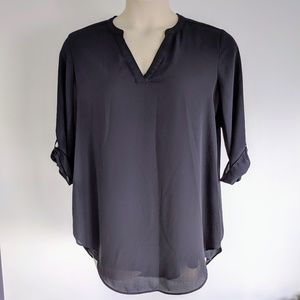 Sheer tunic 3/4 sleeve crepe blouse